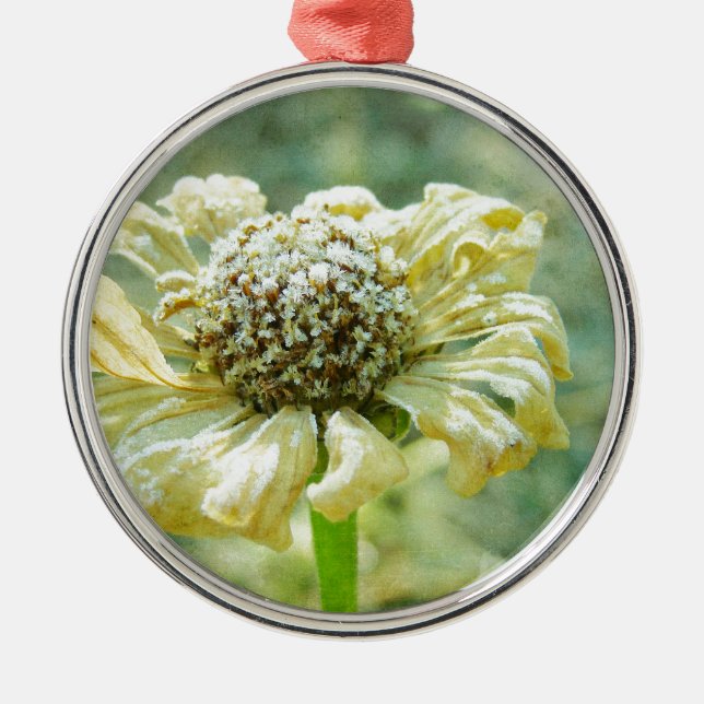 Frosty Zinna Metal Tree Decoration (Front)