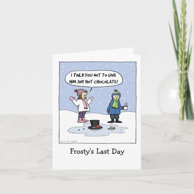 "Frosty's Last Day" Funny Christmas Cartoon | Xmas Holiday Card (Front)