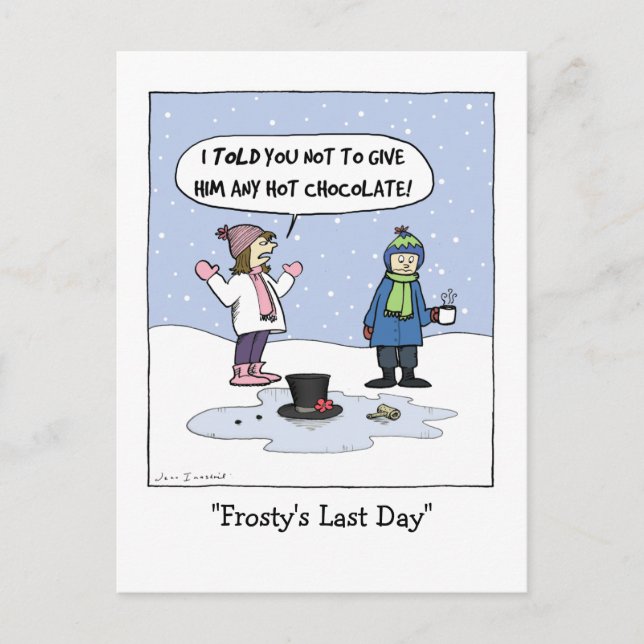 Frosty's Last Day | Funny Christmas Cartoon Xmas Postcard (Front)