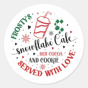 Frosty's Snowflake Cafe Hot Cocoa and Co Classic Round Sticker