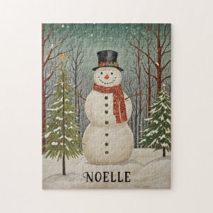 Frosty's Snowy Scene Personalised Christmas Jigsaw Puzzle