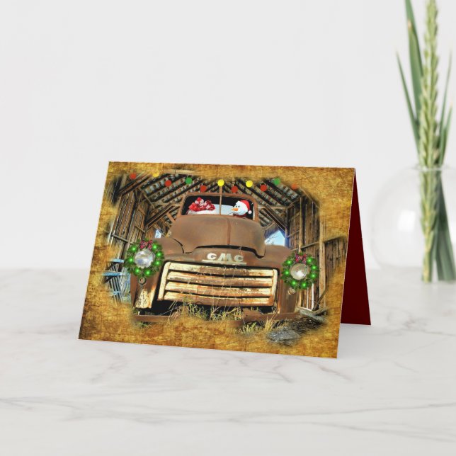 Frosty's Vintage GMC Truck Christmas Run Holiday Card (Front)