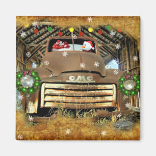 Frosty's Vintage GMC Truck Christmas Run Magnet