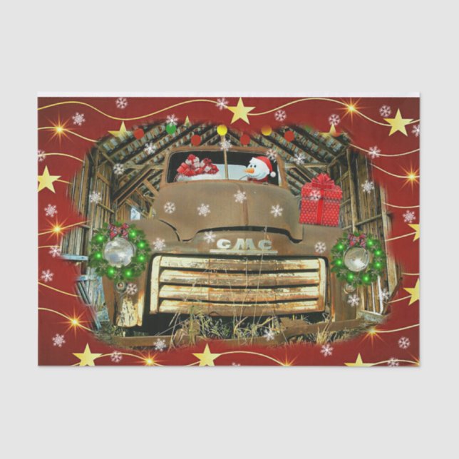 Frosty's Vintage GMC Truck Christmas Run Tissue Paper (Front)