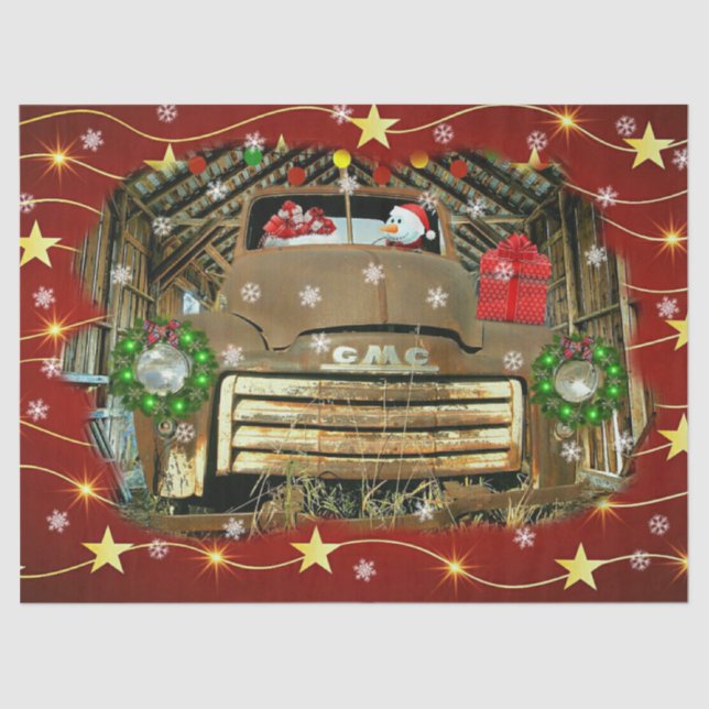 Frosty's Vintage GMC Truck Christmas Run Tissue Paper (Front)