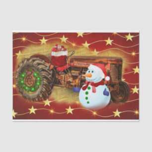 Frosty's Vintage Red Tractor Christmas Tissue Paper