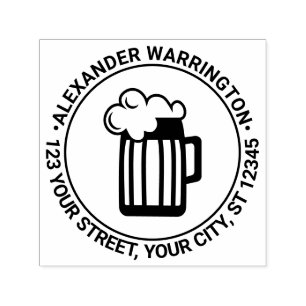 Frothy Beer Mug Name Return Address Self-inking Stamp