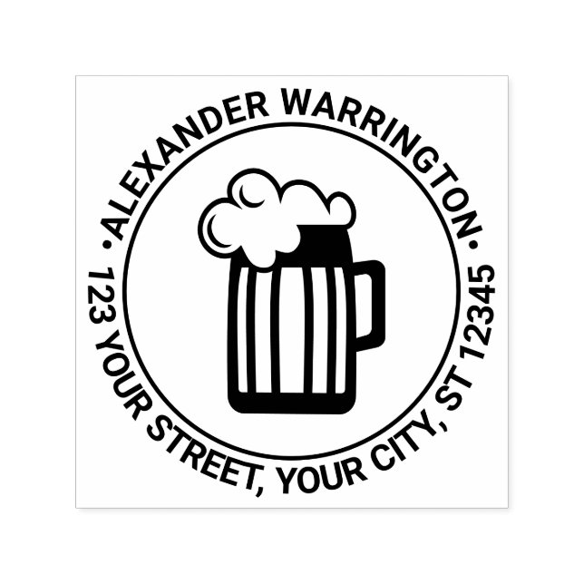 Frothy Beer Mug Name Return Address Self-inking Stamp (Design)