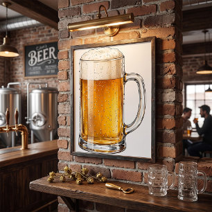 Frothy Cold Beer Mug Drinker Poster