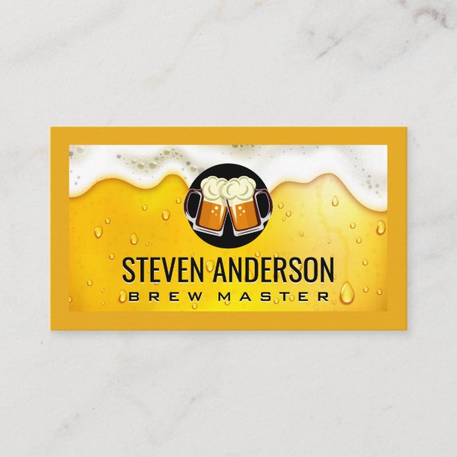 Frothy Mugs Clanking | Restaurant Business Card (Front)