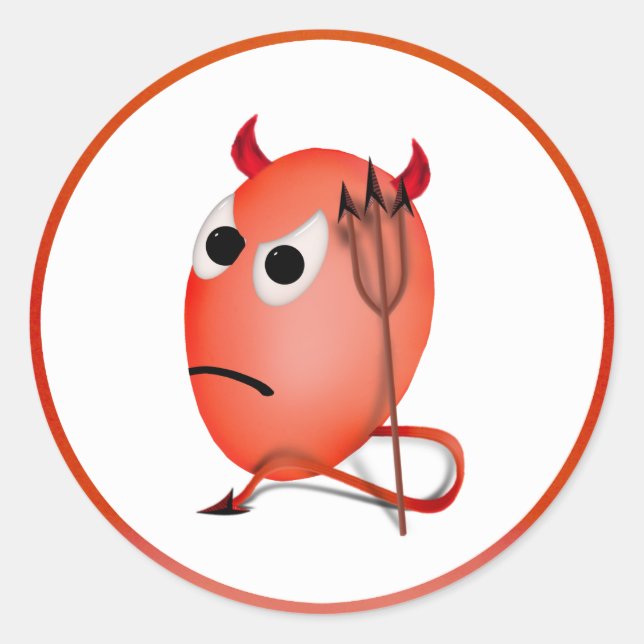 Frowning Little Devil'ed Egg Classic Round Sticker (Front)