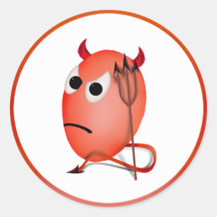 Frowning Little Devil'ed Egg Classic Round Sticker