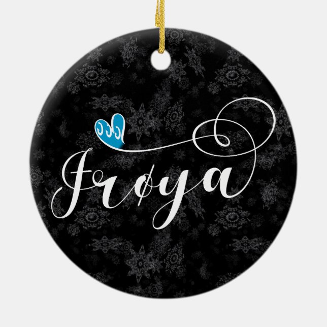 Frøya Flag Heart, Trøndelag Ceramic Tree Decoration (Back)