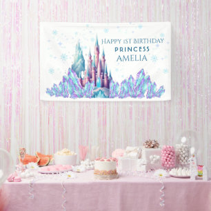 Frozen 1st Birthday Cartoon Castle First Birthday  Banner