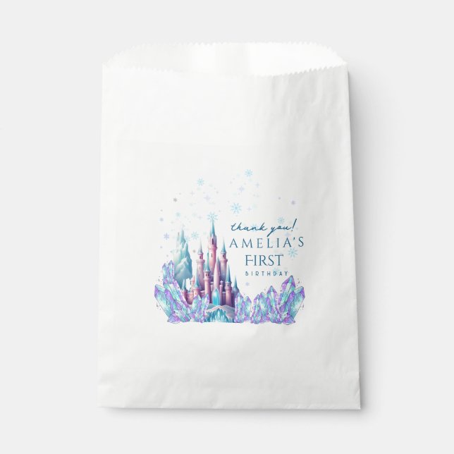 Frozen 1st Birthday Cartoon Castle First Birthday  Favour Bags (Front)