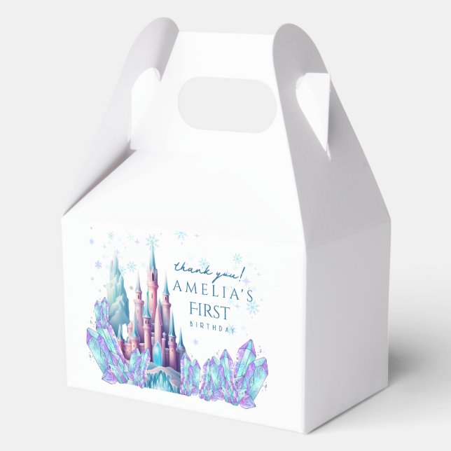 Frozen 1st Birthday Cartoon Castle First Birthday  Favour Box (Back)