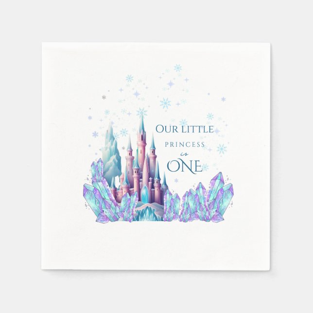 Frozen 1st Birthday Cartoon Castle First Birthday  Napkin (Front)