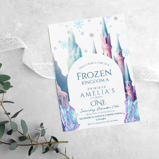 Frozen 1st Birthday Cartoon Castle Invitation