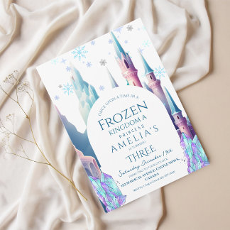 Frozen 3rd Birthday Cartoon Castle Invitation