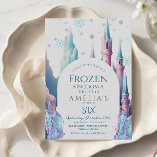 Frozen 6th Birthday Cartoon Castle Invitation