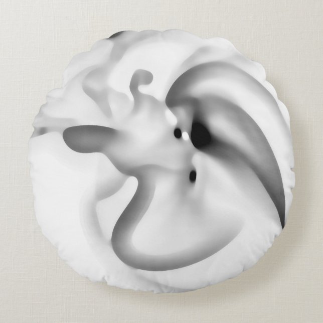 Frozen: Abstract Grey, White & Black Round Cushion (Front)