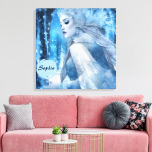 Frozen Beauty Snow Queen in Winter Wonderland Canvas Print
