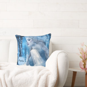 Frozen Beauty Snow Queen in Winter Wonderland Cushion