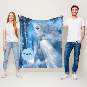 Frozen Beauty Snow Queen in Winter Wonderland Fleece Blanket