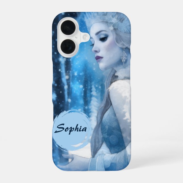Frozen Beauty Snow Queen in Winter Wonderland iPhone 16 Case (Back)
