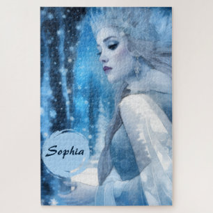 Frozen Beauty Snow Queen in Winter Wonderland Jigsaw Puzzle