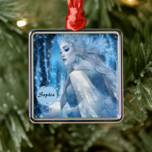 Frozen Beauty Snow Queen in Winter Wonderland Metal Tree Decoration