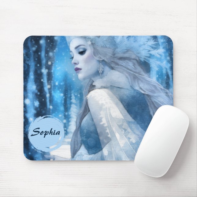 Frozen Beauty Snow Queen in Winter Wonderland Mouse Mat (With Mouse)