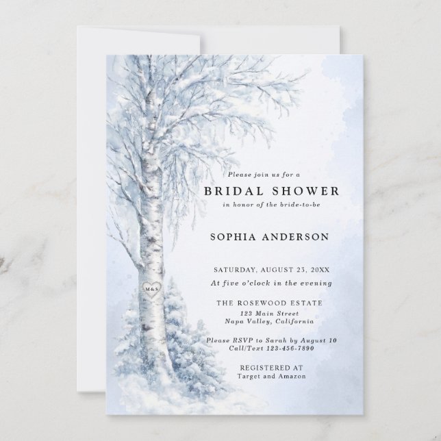 Frozen Birch Tree Bridal Shower Invitation (Front)
