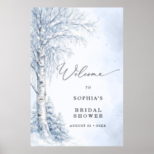 Frozen Birch Tree Bridal Shower Welcome Poster