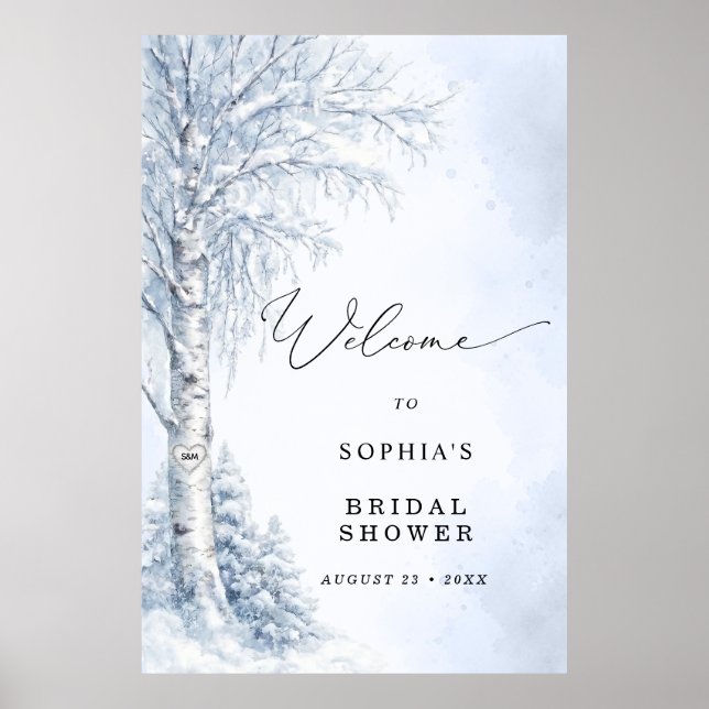 Frozen Birch Tree Bridal Shower Welcome Poster (Front)