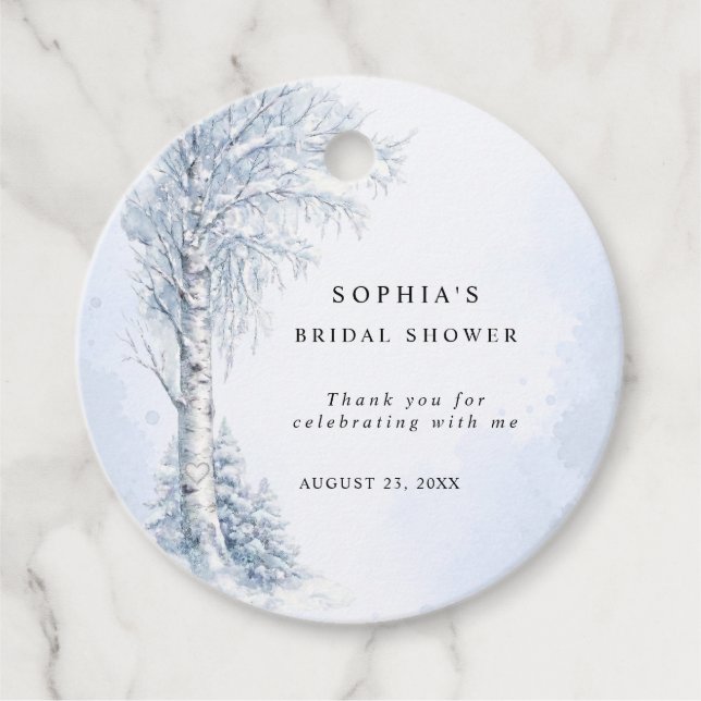 Frozen Birch Tree Favour Tags (Front)