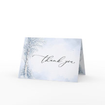 Frozen Birch Tree Wedding Folded Thank You Card