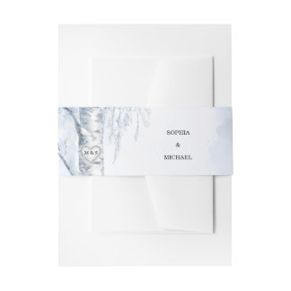 Frozen Birch Tree Wedding Invitation Belly Band