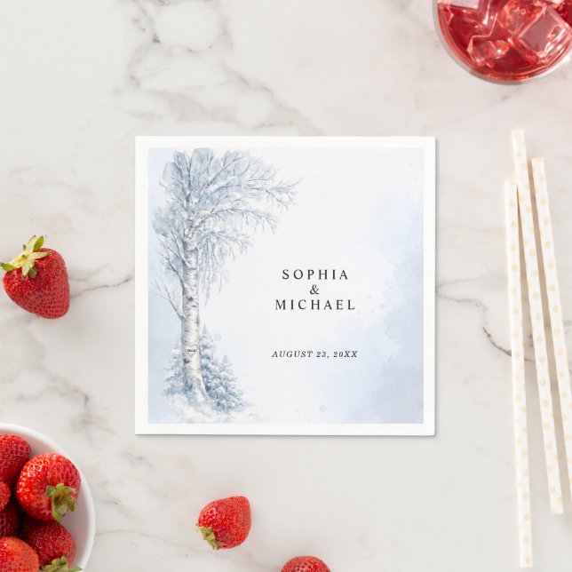 Frozen Birch Tree Wedding Napkins (Insitu)