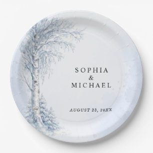 Frozen Birch Tree Wedding Paper Plate