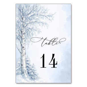 Frozen Birch Tree Wedding Table Number