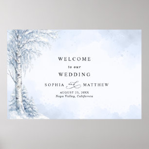 Frozen Birch Tree Wedding Welcome  Poster