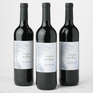 Frozen Birch Tree Wedding Wine Label