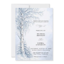 Frozen Birch Tree Winter Wedding Invitation