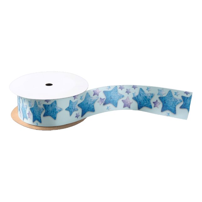 frozen blue and purple stars ribbon satin ribbon (Spool)
