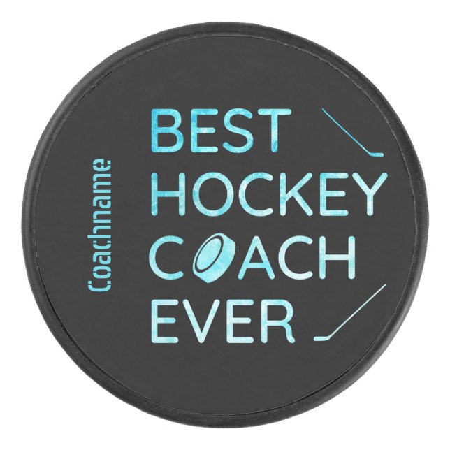 Frozen blue - best hockey coach ever hockey puck (Front)