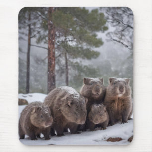Frozen Burrow: Australian Wombat Family, Mouse Mat