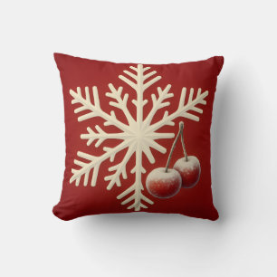Frozen Cherry Snowflake – Winter Magic Design Cushion