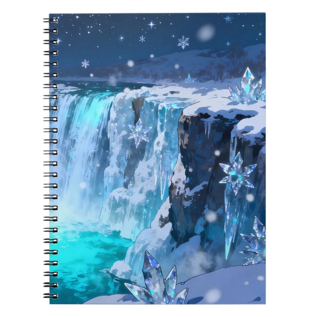 Frozen Crystal Falls Spiral Notebook (Front)