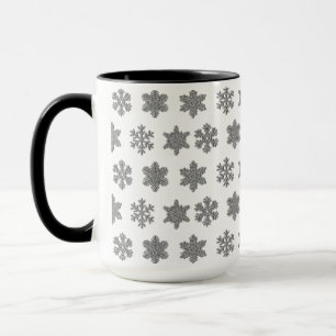 Frozen crystal frosty silver snowflakes mug